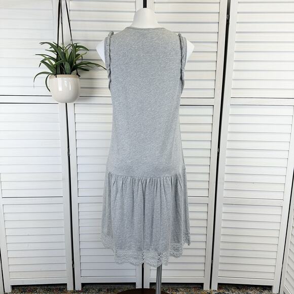 Sundance Soft Strand Sleeveless Ruffle Tank Dress Heather‎ Gray Lace Trim Size L - Picture 5 of 9